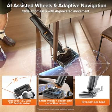 roborock F25 ALT Vacuum Mop, Wet Dry Vacuum Cleaner, Cordless Hard Floor Cleaner Machine with AI Assistant Wheels, 180° Lie-Flat, 194°F Hot Air Flash Drying & Hot Water Self Cleaning Electric Mop - Image 5