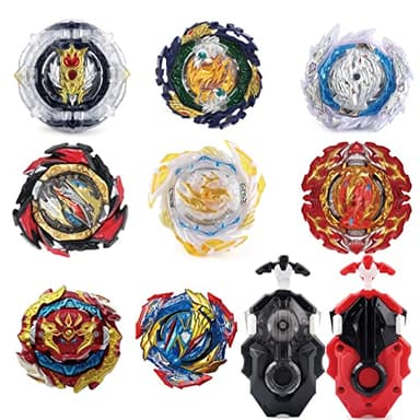 MUSTYBELT Battling Top Burst Gyro Toy Set Toy Gift for Children Boys Ages 6 8 10 12+ Combat Battling Game 12 Burst Spinning Tops 2 Two Way Launchers Grip Starter - Image 1