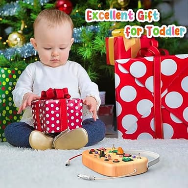 Montessori Toddler Busy Board Sensory Toys for Toddlers Wooden Autism Sensory Toy, Toddler Switch Board with 17 LED Lights for Kids 1-6 Year Olds to Develop Fine Motor Skills. - Image 6
