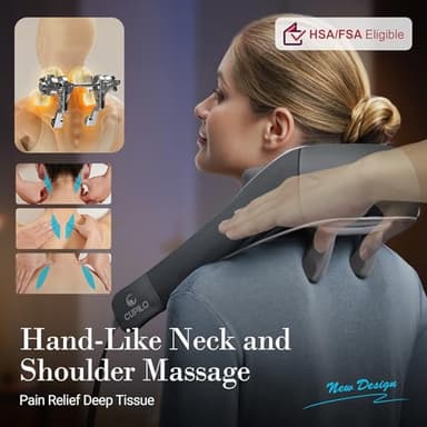 CuPiLo Cordless Neck Massager for Pain Relief - FSA Eligible HSA,2025 Upgraded Shiatsu Shoulder Back Massage with Wireless Remote Control,6D Deep Tissue Massage Pillow with Heat,Gift for Her,Him - Image 2