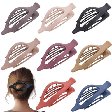 8 Pack Flat Hair Clips for Women,Matte No Crease Flat Claw Clips, Large Strong Hold Barrettes for Thick & Thin Hair, French Duckbill Styling Accessories - Image 1