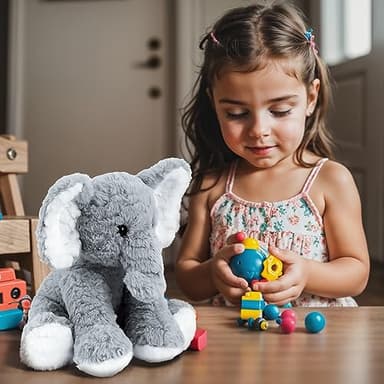 Mikee Fluffie Elephant Stuffed Animals Soft Plush Toy for Baby Girls Boys,12" Grey Soft Small Stuffed Elephant Huggable Gifts for Birthday - Image 7