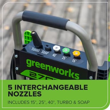 Greenworks Pro Brushless 2700 PSI (CSA Certified) 2.3 GPM Max / 1.2 GPM Electric Pressure Washer (Foldable Handles, Rugged Steel Frame, 25 FT Hose, 35 FT GFCI Power Cord) - Image 6