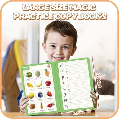 Magic Practice Copybook, Reusable Writing Practice Book, for Preschool Kids Age 3-8 ​Calligraphy 9.44in×6.29in(5 Books with Pens) - Image 2