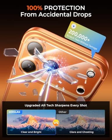 UNBREAK TOP 9H+ Glass 2+2 Packs for iPhone 17 Pro Privacy Screen Protector with Camera Lens Protector [Zero Bubble][10X Military Protection] 17 Pro Tempered Glass Full Edge Coverage, Case-Friendly - Image 7