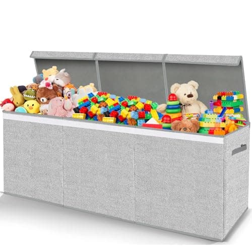 Pantryily Extra Large Toy Box for Girls Boys - Collapsible Kids Toy Chest Boxes Organizers and Storage for Livingroom,Playroom,Closet 35.8"x12.6"x16"(Grey) - Image 1