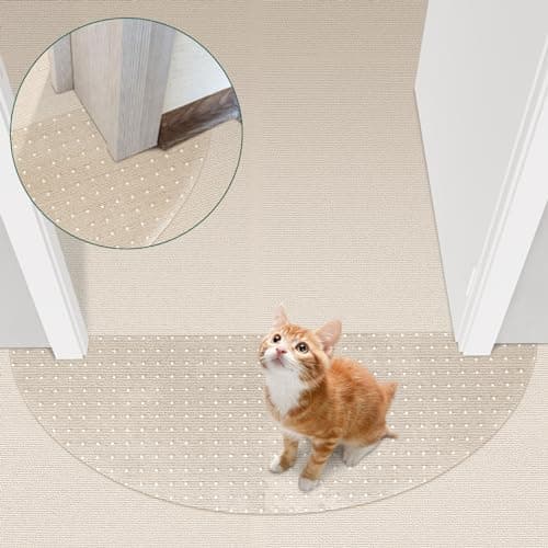 Semi-Circular Carpet Protector for Pets 2PCS, Plastic Under Door Cat Carpet Protector for Doorway, Easy to Cut Cat Scratch Carpet Protector Mat, Anti Scratch Carpet Scratch Stopper for Cats - Image 1