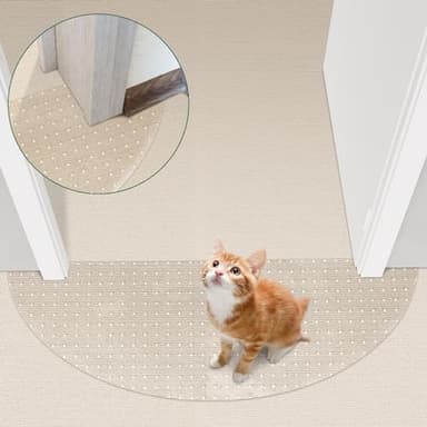 Semi-Circular Carpet Protector for Pets 2PCS, Plastic Under Door Cat Carpet Protector for Doorway, Easy to Cut Cat Scratch Carpet Protector Mat, Anti Scratch Carpet Scratch Stopper for Cats - Image 1