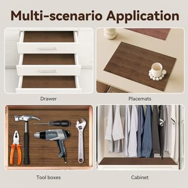 Drawer Shelf Liner for Kitchen Cabinets, Non Adhesive Slip Resistant Shelf Paper Easy to Clean, Strong Grip Thickened Waterproof Washable Mats for Pantry Shelves, Cupboard, Wood Grain, 12 in x 20 FT - Image 7