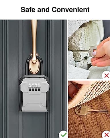 Puroma Lock Box, Key Lock Box Wall Mount & Portable Combination Lockbox with Resettable Code, Security Lockbox for Outside House Keys, Apartment Realtors Spare Keys Storage (1 Pack, Gray) - Image 7
