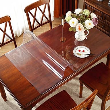 OstepDecor Clear Table Cover Protector 40 x 80 Inch, 2mm Thick Plastic Table Cover, Table Protector for Dining Room Table, Waterproof & Wipe Clean Desk Mat Pad for Kitchen Wood Tabletop - Image 2