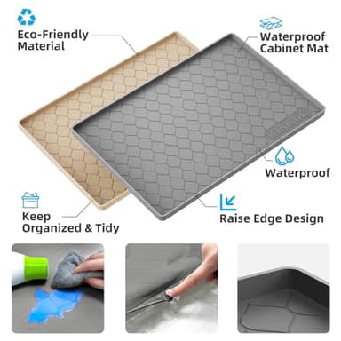 Winisok Silicone Under Sink Mat 37" x 19", kitchen Essentials and Gadgets, Shelf liner and Cabinet Protector, Home Organizers and Storage, Waterproof Bathroom Tray - Image 2
