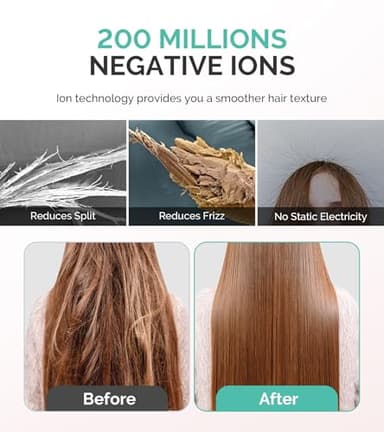 MelodySusie Hair Dryer with Diffuser,1600W Powerful Ionic Blow Dryer with Diffuser,Nozzle and Hair Brush,3 Temps & Stepless Speed,120000 RPM Fast Drying Low Noise Hairdryer,Ideal for Women Curly - Image 3