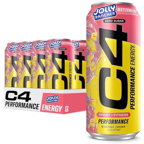 Cellucor C4 Performance Energy Drink | JOLLY RANCHER Watermelon | Zero Sugar Carbonated Preworkout Energy | 200mg Caffeine with Beta Alanine | 16 Fl Oz (12 Pack) - Image 1