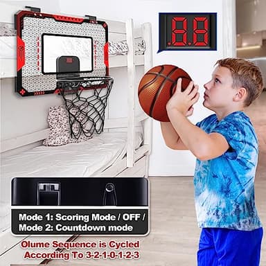 Indoor Basketball Hoop for Kids 5 6 7 8 9 10+Years Old Boys,Mini Basketball Hoop Over The Door Mini Hoop with Electronic Scoreboard & 3 Balls,Kids Basketball Hoop Sport Toys for Gift for Boys Age 5-10 - Image 5
