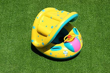 Inflatable Baby Swimming Pool Floats with Removable Sun Protection Canopy, Toddler Floaties with Seat and Handle, No Flip Over Baby Boat Swim Floats for Age of 6-36 months, with Hand Pump, Storage Bag - Image 6