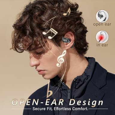 Open Ear Headphones, Bluetooth 5.4 Headphones Sports, Premium Sound with HD Mic Wireless Earbuds, 48H Playtime LED Power Display Ear Buds, IPX7 Lightweight Comfort Earphones for Running, Working - Image 2