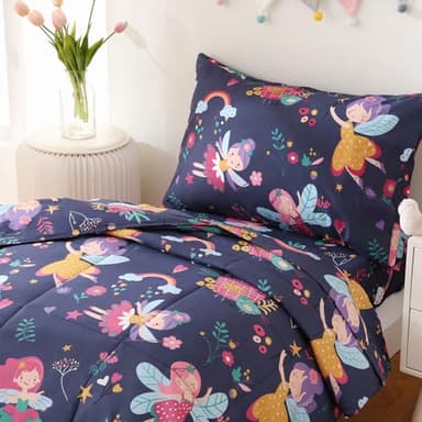 JSD Fairy Toddler Bedding Set, 4 Piece Bed-in-Bag Toddler Comforter and Sheet Set, Machine Washabale Comfortable - Image 7