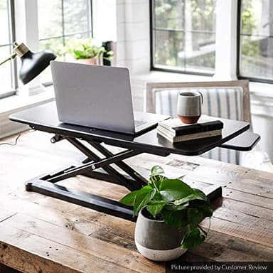 FLEXISPOT Electric Standing Desk Converter 36" Wide Motorized Stand up Riser for Monitor and Laptop, Black Height Adjustable Workstation for Home Office - Image 5