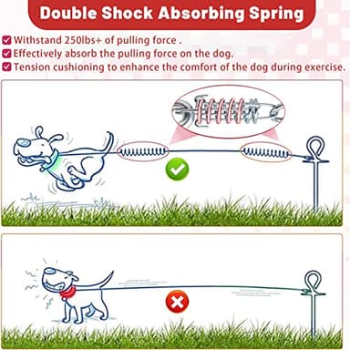 HaiYUAN Dog Tie Out Cable 10/15/20/25/30FT Dog Run Cable Rosy Pink/Blue/Purple/Silver/Red/Green/YellowTie Out Cable for Large Dogs Heavy Duty for Outside Hold Large Dogs Up to 250LBS - Image 2