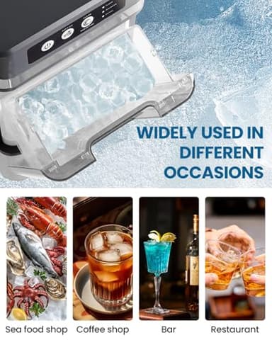 Walkmax Nugget Ice Maker Countertop with Handle,Chewable Crunchable Countertop Nugget Ice Maker,41Lbs/24H, Self-Cleaning, One-Click Operation, Stainless Steel,Ideal for Parties, Kitchens, Bars, Silver - Image 5