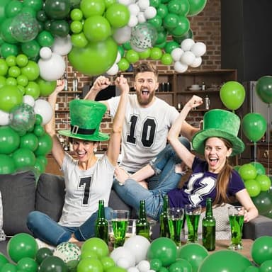 Amandir 153pcs Green Balloons Arch Garland Kit, Different Sizes 18 12 10 5inch Dark Emerald Light Lime Green Latex Confetti Balloon for Safari Jungle Baby Shower Birthday Graduation Party Decorations - Image 7