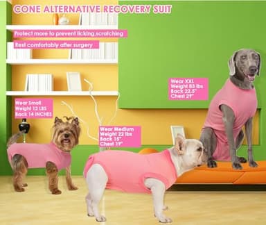 Wabdhaly Recovery Suit for Dogs,Dog Cone Alternative Zipper Surgery Suit Female Spay,Soft Dog Surgery Suit for Anti Licking,Breathable Surgical Suit for Dogs Female Spay - Image 2