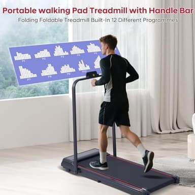 Walking Pad with Handle Bar, 3.0HP Walking Pad Treadmill with Handles, 3 in 1 Portable Under Desk Treadmills for Home Small Space, Foldable Folding Home Treadmill with Remote Control, 300LBS Capacity - Image 7