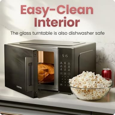 Chefman Countertop Microwave Oven 0.9 Cu. Ft., 900 Watts with 10 Power Levels, 6 Cooking Presets with One-Touch Express Cook, Eco Mode, Child Safety Lock, & Mute Button - Black - Image 6