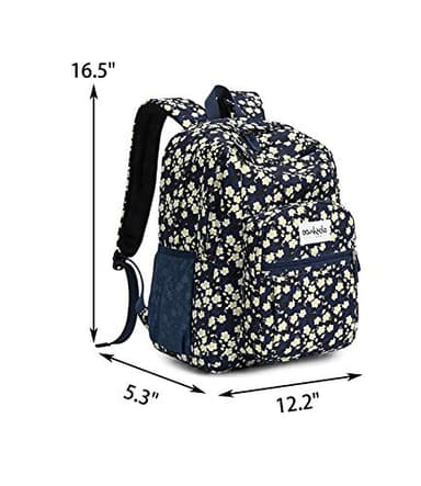 abshoo Classical Basic Womens Floral School Backpack For College Teen Girls Water Resistant Bookbag (Floral Navy) - Image 5