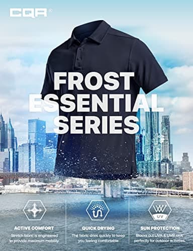 CQR Men's Polo Shirts, Tactical Short Sleeve Golf Performance Shirts, Lightweight Dry Fit UPF 50+ Pique, Frost Essential Police Navy, Large - Image 8