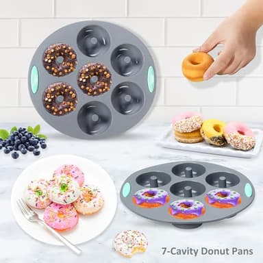 Tongjude 47 Pieces Silicone Baking Pans Set, 6 Silicone Cake Molds, Loaf Pan, Doughnut Pans, Non-Stick Baking Cup, with Measuring Cups and Spoons Set, Grey - Image 8