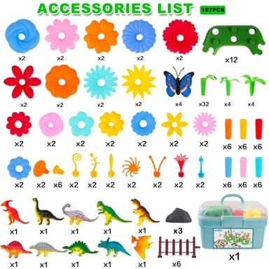 Leetous Birthday Toys Gifts for Toddlers Boys Girls Age 2 3 4 5 6,167 PCS Dinosaur Flower Garden Building Blocks,STEM Fine Motor Skill Stacking Games, Birthday Gifts for Preschool Kids 2+ Years Old - Image 6