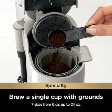 Ninja Pod & Grounds Specialty Single-Serve Coffee Maker, K-Cup Pod Compatible, Brews Grounds, Compact Design, Built-In Milk Frother, 56-oz. Reservoir, 6-oz. Cup to 24-oz. Mug Sizes, Stone, PB051ST - Image 2
