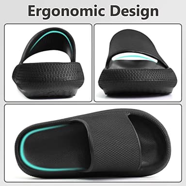 KOUECI Kids Cloud Slides Boys Girls Shower Slippers Slip on Slide Sandals Non-slip Summer Beach Pool Shoes(Black,6 Big Kids) - Image 2