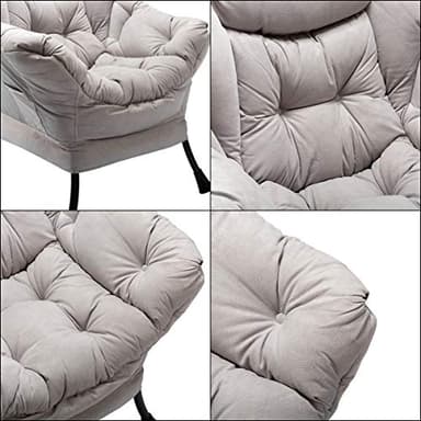 HollyHOME Lazy Chair with Foldable Ottoman, Accent Comfy Lounge Armchair and Folding Footrest Stool, Leisure Sofa Reading Chair and Footstool for Living Room, Bedroom, Dorm,Textured Grey - Image 7
