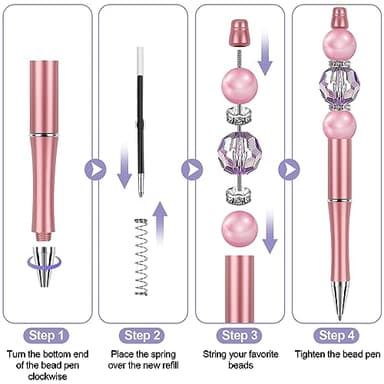 Joyberg 15 PCS Beadable Pens, Beadable Pens Bulk Colored Plastic, Black Ink Beaded Pens Creative Diy Pen, Bend Pens for Make Gifts for Children and Students, Office School Supplies - Image 3