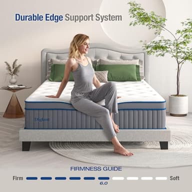 DIGLANT 14 Inch Queen Plush Hybrid Mattress with Gel Memory Foam for Cooling Sleep, 7-Zoned Individual Pocket Springs for Pressure Relief, Queen Size Supportive Mattresses in Box - Image 5