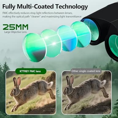 10x25 Compact Binoculars for Adults and Kids, Small High Powered Binoculars with Low Light Vision for Bird Watching, Hunting, Hiking, Cruise and Travel, Includes Carrying Bag - Image 3
