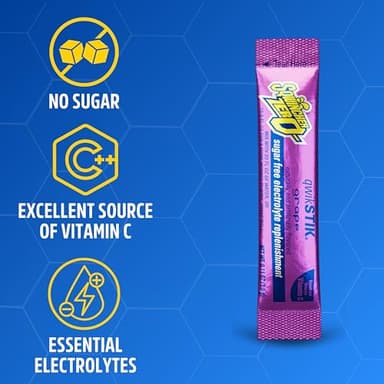 Sqwincher Zero Qwik Stik, Grape, Sugar Free, Low Calorie, Low Sodium Electrolyte Powder Hydration Drink Mix, .11 0z Packet (Pack of 50) - Image 4