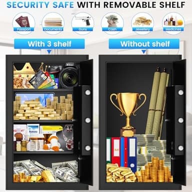 27.56"H Steel Safe Box, 6.0 Cuft Home Safes with Fireproof Waterproof Bag, Digital Security Safes with Programmable Keypad Keys, Smart Alert, Mute Mode, Anti-theft Safety Box for Documents Valuables - Image 4