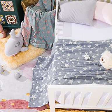 NTBAY 3 Layer Toddler Blanket, Muslin Cotton Jacquard Bed Blankets, Lightweight Thermal Baby Blanket, Super Soft and Warm Crib Blanket for All Seasons, Decoration Gift, 30"x40", Blue - Image 5