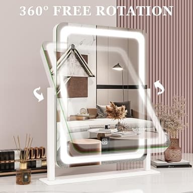 ROLOVE Vanity Mirror with Lights, 12.6"×15" LED Makeup Mirror, Lighted Makeup Mirror with Lights, Smart Touch Control Dimmable 3 Modes Light, Lighted Up Mirror for Makeup Desk, Bedroom, Dressing Room - Image 5