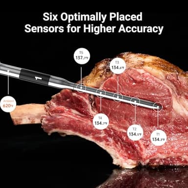 ThermoMaven Smart Bluetooth Wireless Meat Thermometer: Standalone Base, WiFi Unlimited Range, 6 Sensors with NIST Certified Accuracy, 4 Probes for Kitchen, BBQ, Grill, Oven, Smoker, Rotisserie - Image 3