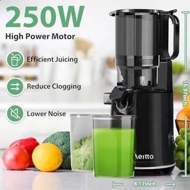 Aeitto Juicer Machines with 5.3" Large Feed Chute, Masticating Juicer for Whole Vegetable and Fruit - Image 8