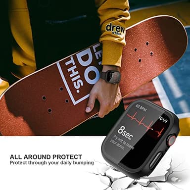 JZK 2 Pack Case with Tempered Glass Screen Protector for Apple Watch Series 9/8/7 45mm, Slim Guard Bumper Full Hard PC Protective Cover HD Ultra-Thin Cover for iWatch 45mm Accessories,Clear+Clear - Image 4