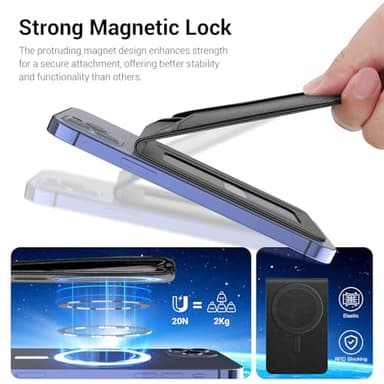 Padike for Magsafe Wallet, Magnetic Phone Wallet with Elastic Band for Extra Card Storage, Magnetic Card Holder with Adjustable Kickstand (Black) - Image 4