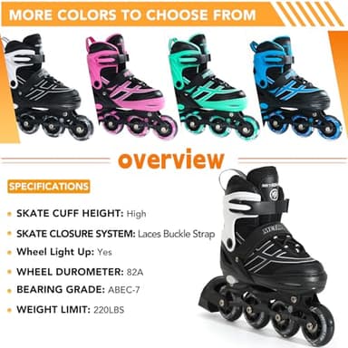 METROLLER Inline Skates for Girls Boys Ages 5-8 8-12 Adjustable Illuminating Wheels Inline Roller Skates for Youth Kids Outdoor Blades - Image 5