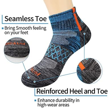 BIOAUM Men's Atheltic Socks Size 10-13 - 6 Pairs Cotton Quarter Socks for Running, Workout, Work - Image 3