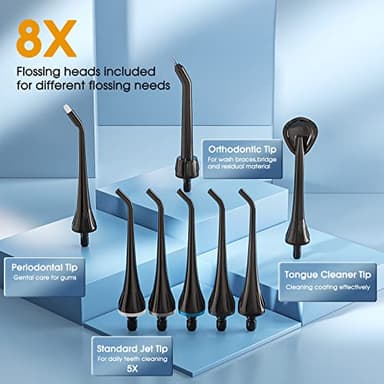 Hangsun Water Flossers for Teeth Cordless Rechargeable Dental Oral Irrigator Water Jet for Teeth Braces Care with 8 Jet Tips for Travel and Home Use (Black) - Image 5